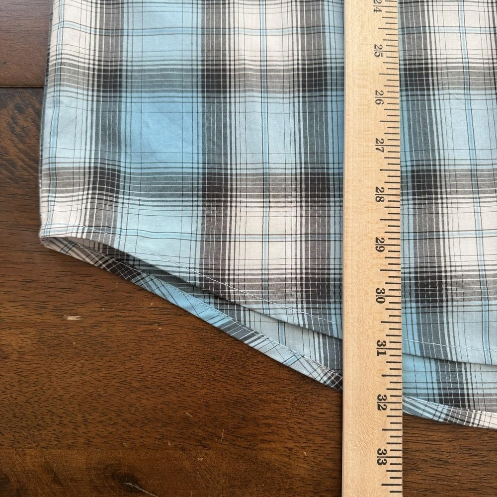 Wrangler Shirt Mens XL Blue Plaid Snap Front Western Embroidered Long Sleeve - Picture 6 of 10